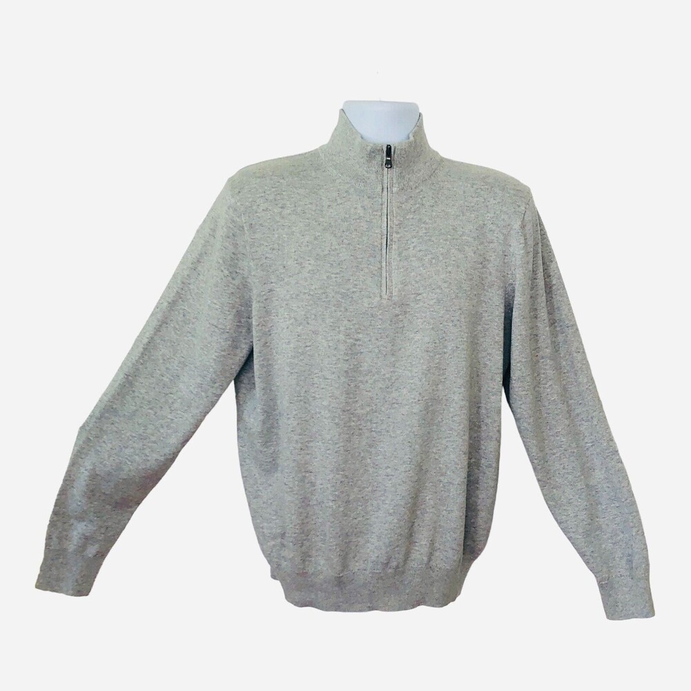 Vineyard Vines Men Medium Gray Pullover 1/4 Zip Long Sleeve Super Soft Sweater
